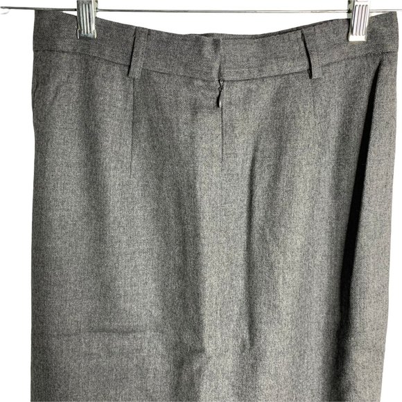 Vintage Wool Midi Pencil Skirt 10 Grey Lined Front Slit Button Zip Belt Loops - Picture 4 of 6